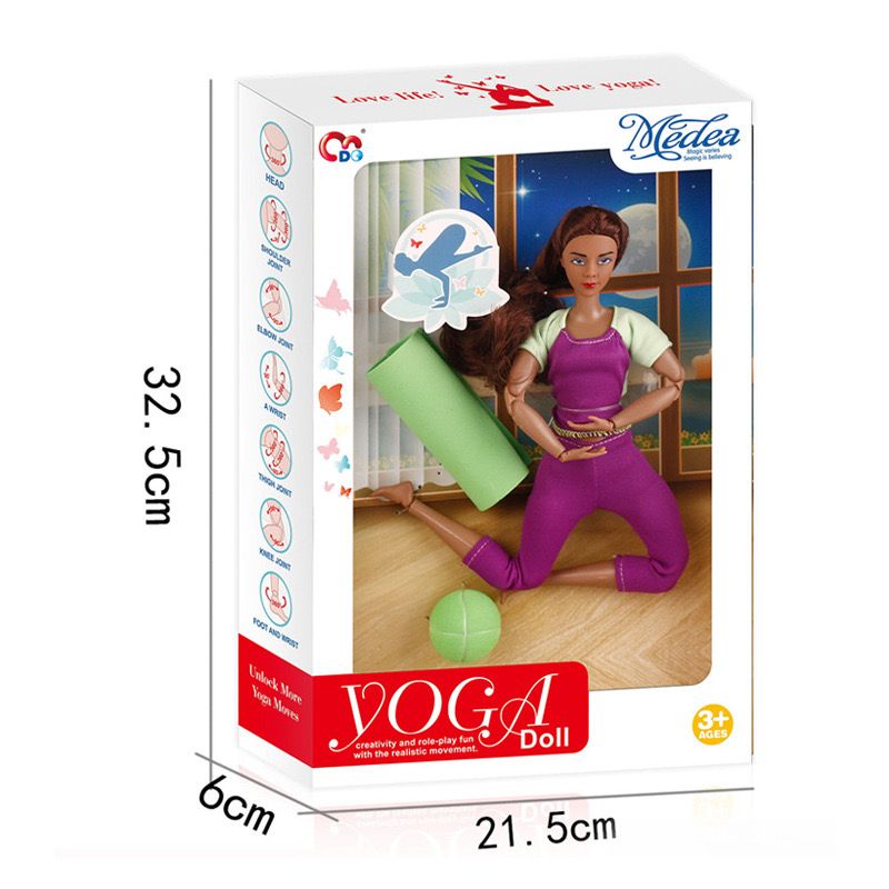 Lila Yoga -Kleidung Puppe