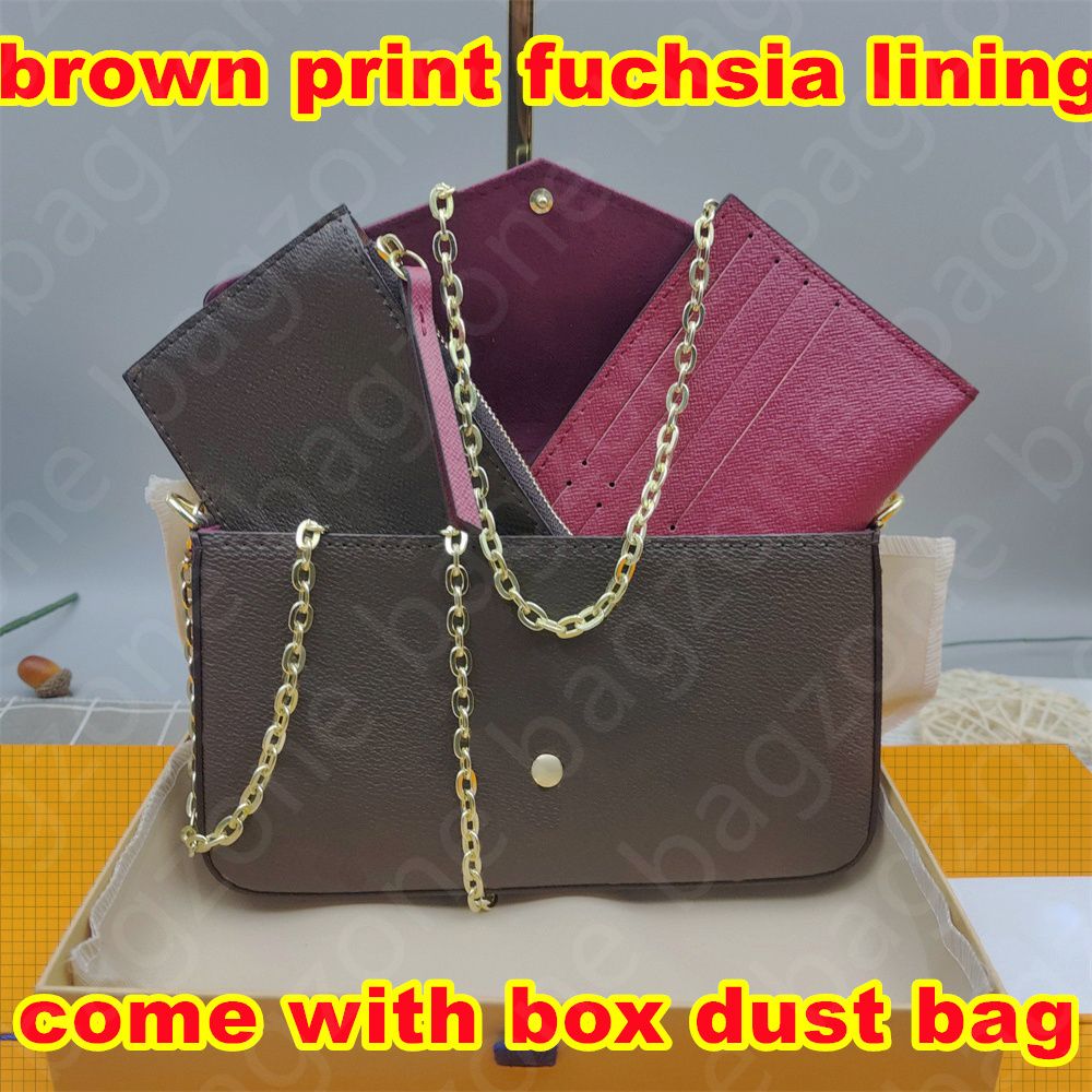 Brown print fuchsia lining