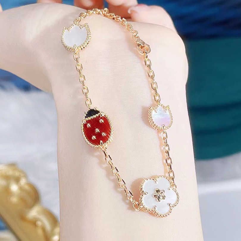 Ladybug Five Flower Bracelet