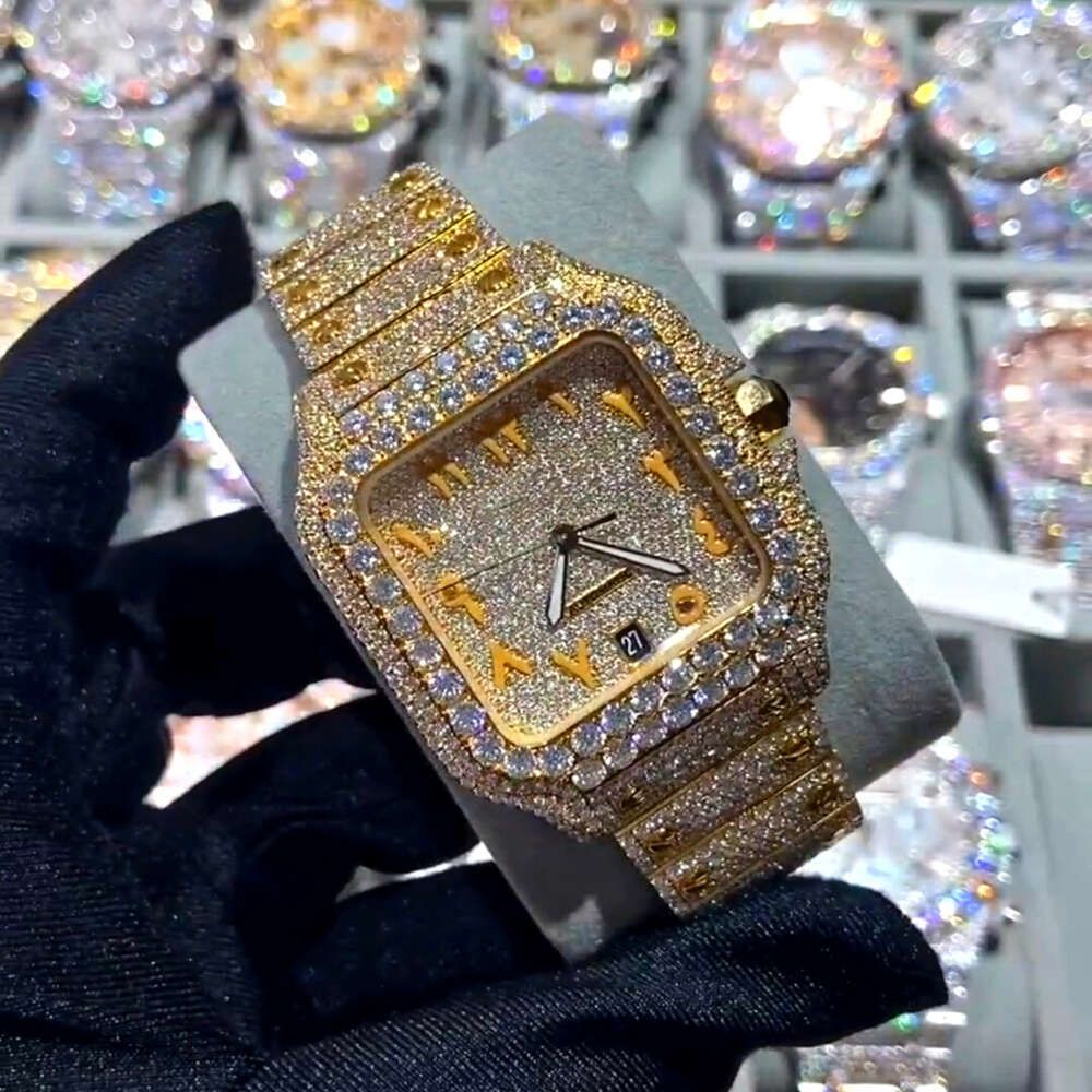 Relógio multicolorido Iced Out Diamond