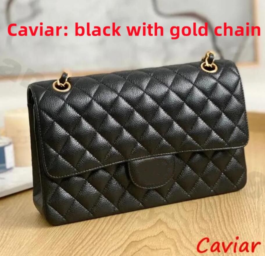 Caviar, black with gold chain