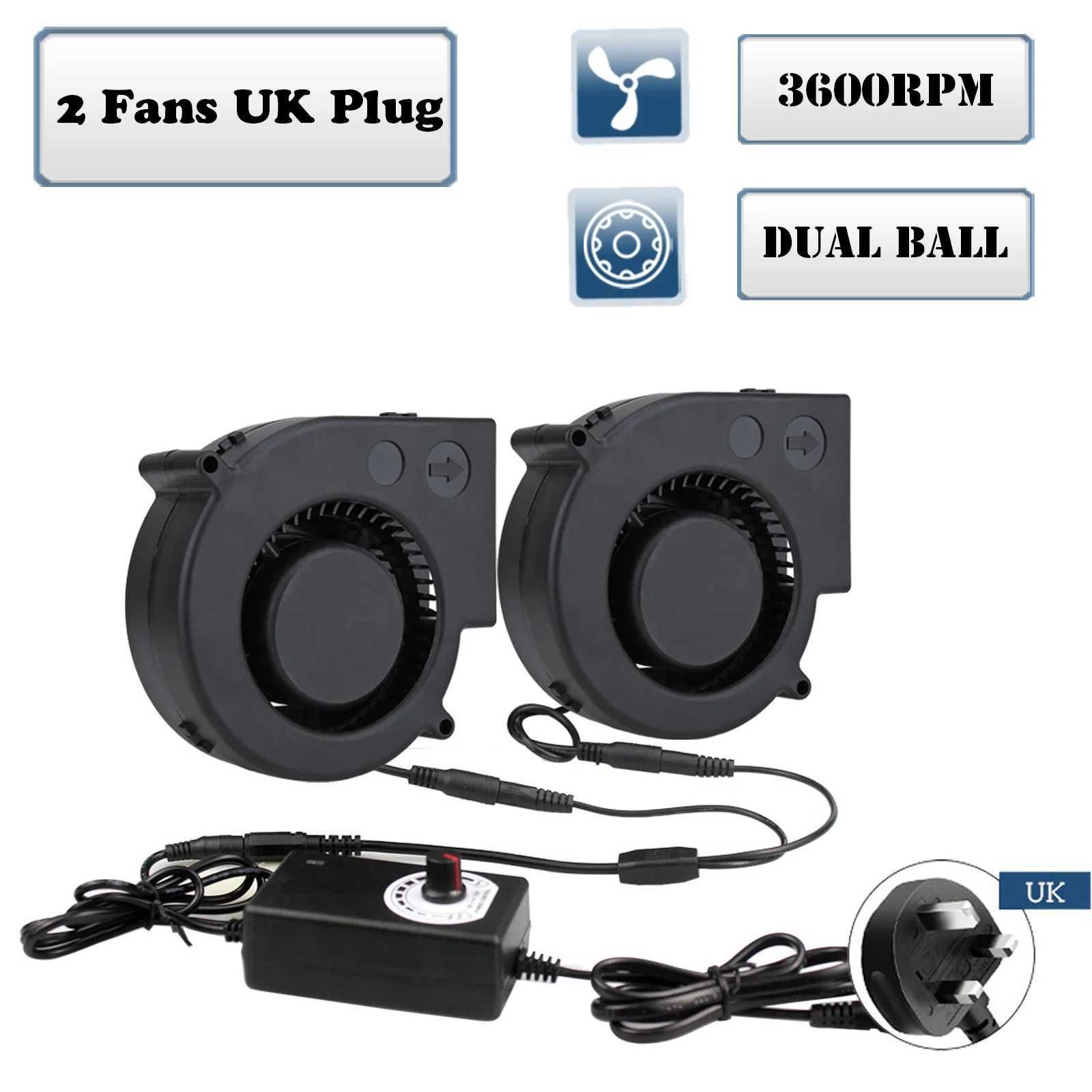 2 Fans with Uk Plug-Fixed Color-Black