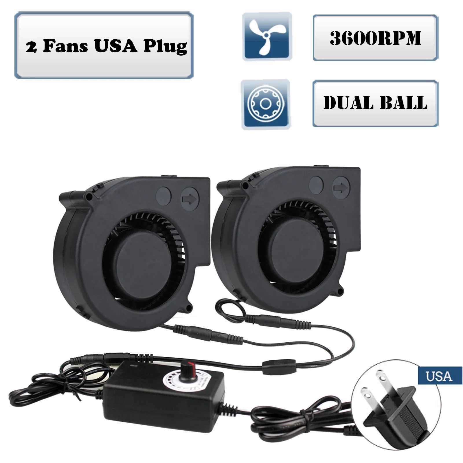 2 Fans with Usa Plug-Fixed Color-Black