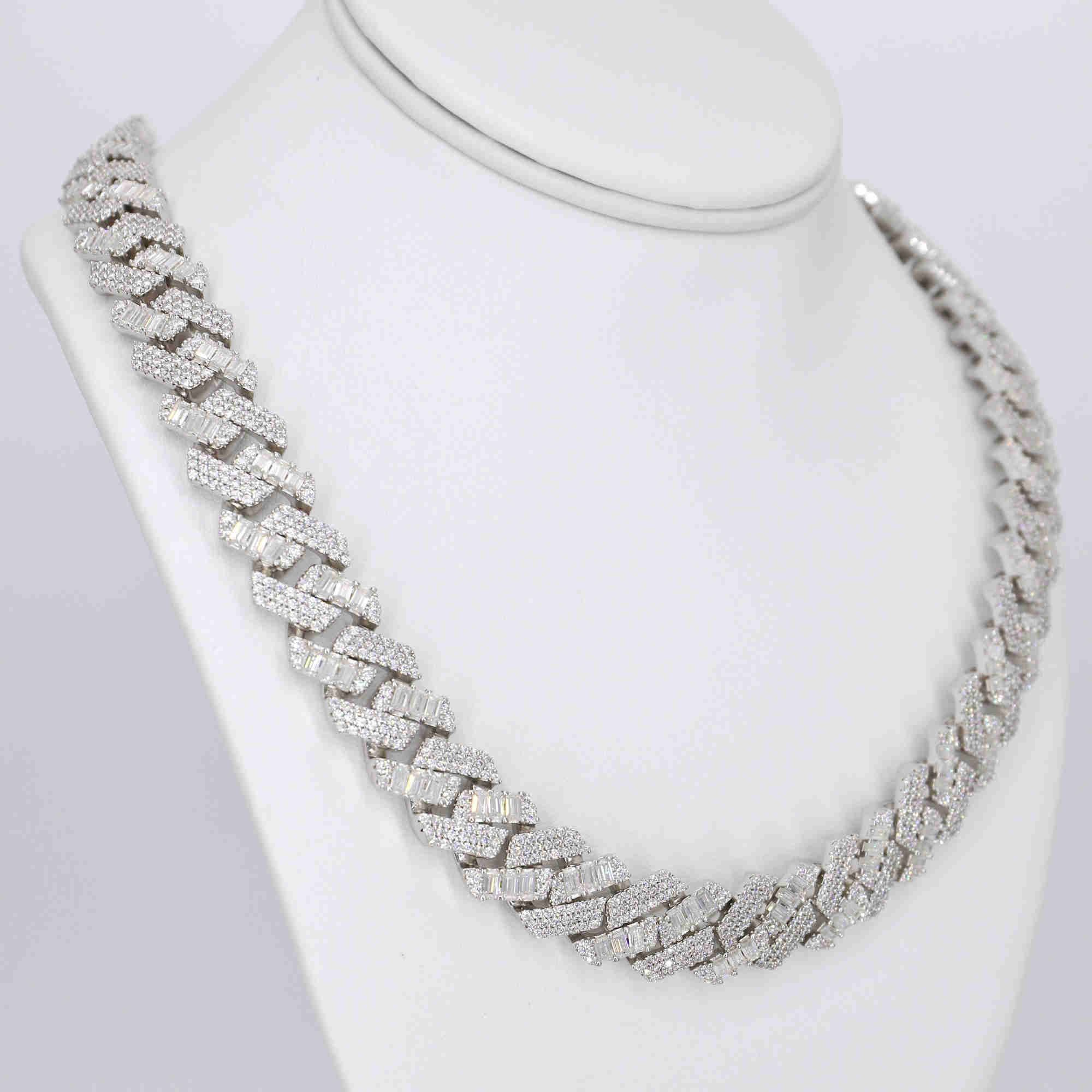 18mm 3-row-9inches 925 Silver+vvs Mois
