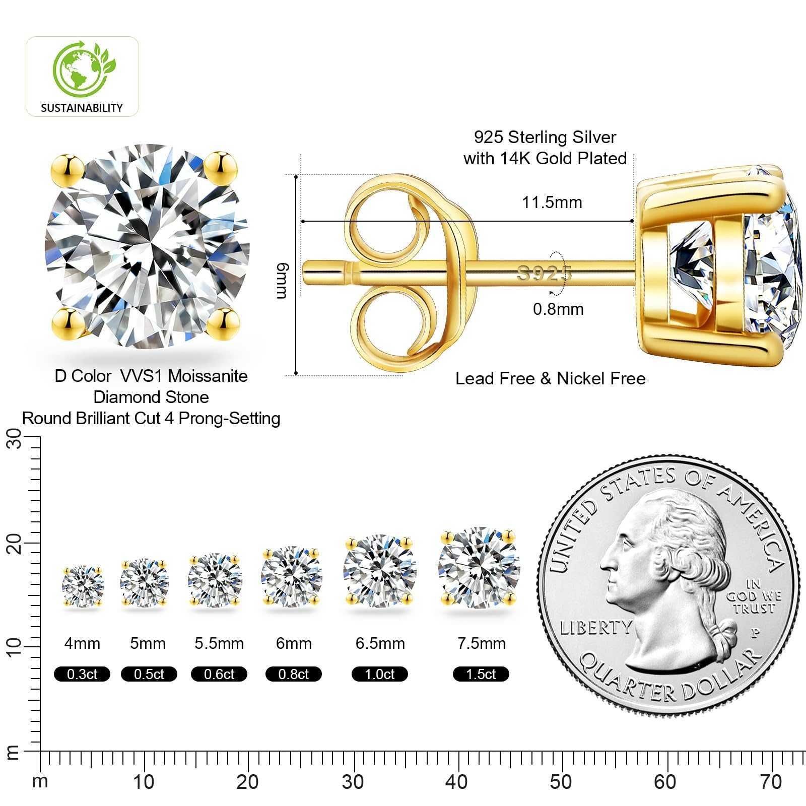 4 ronde tanden gd-1.2 ctw (elk 0,6 ct)