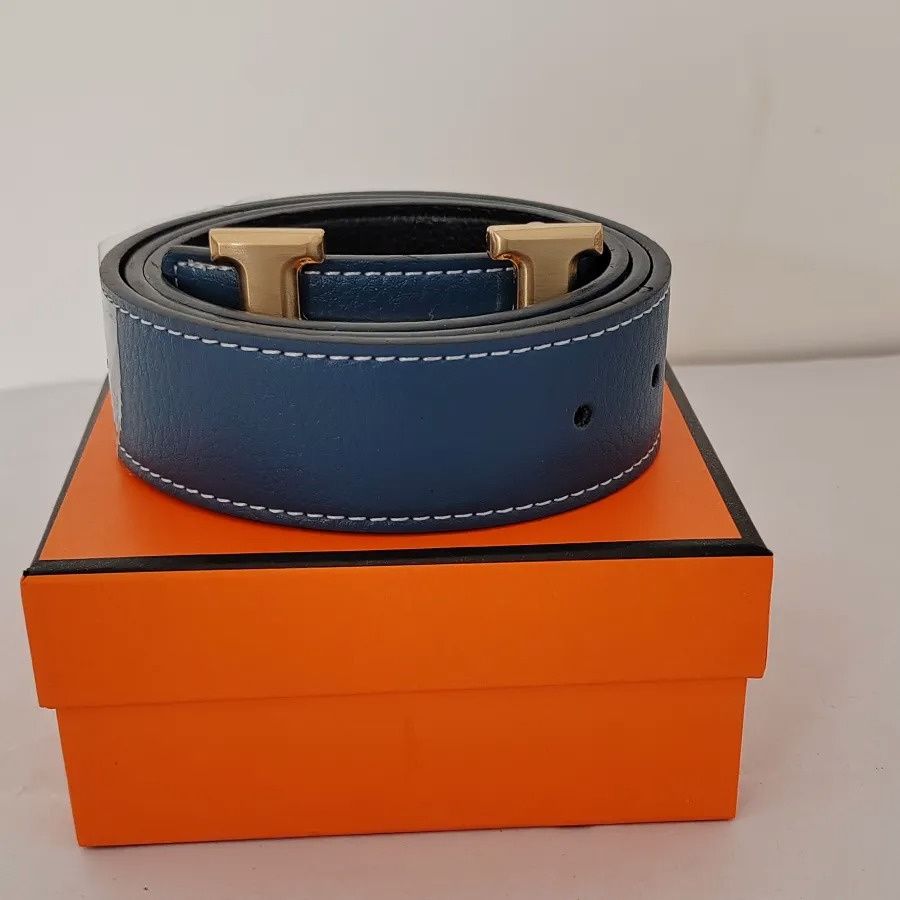 Blue + gold buckle