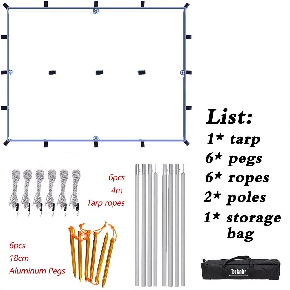 with 6rope6peg 2pole-Olive Green 3x4m