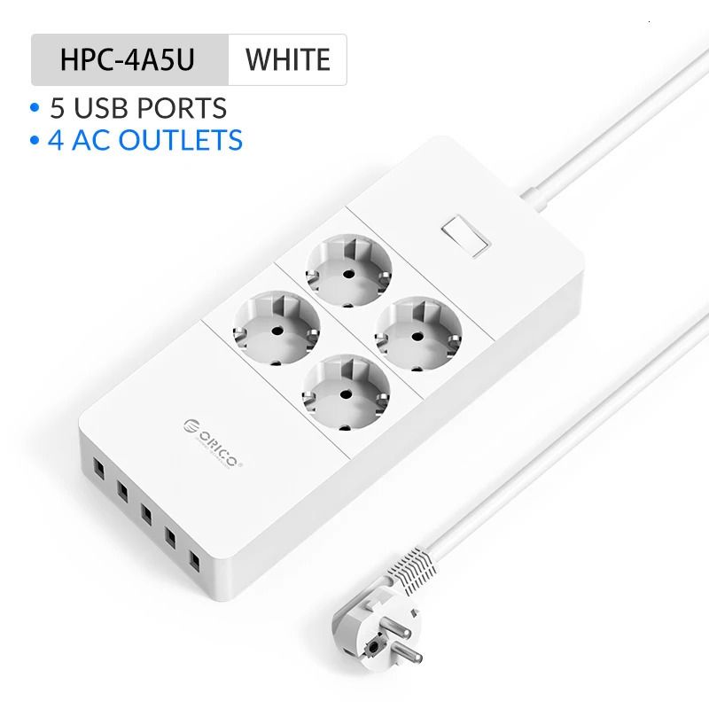 4AC 5USB Bouchon blanc-EU