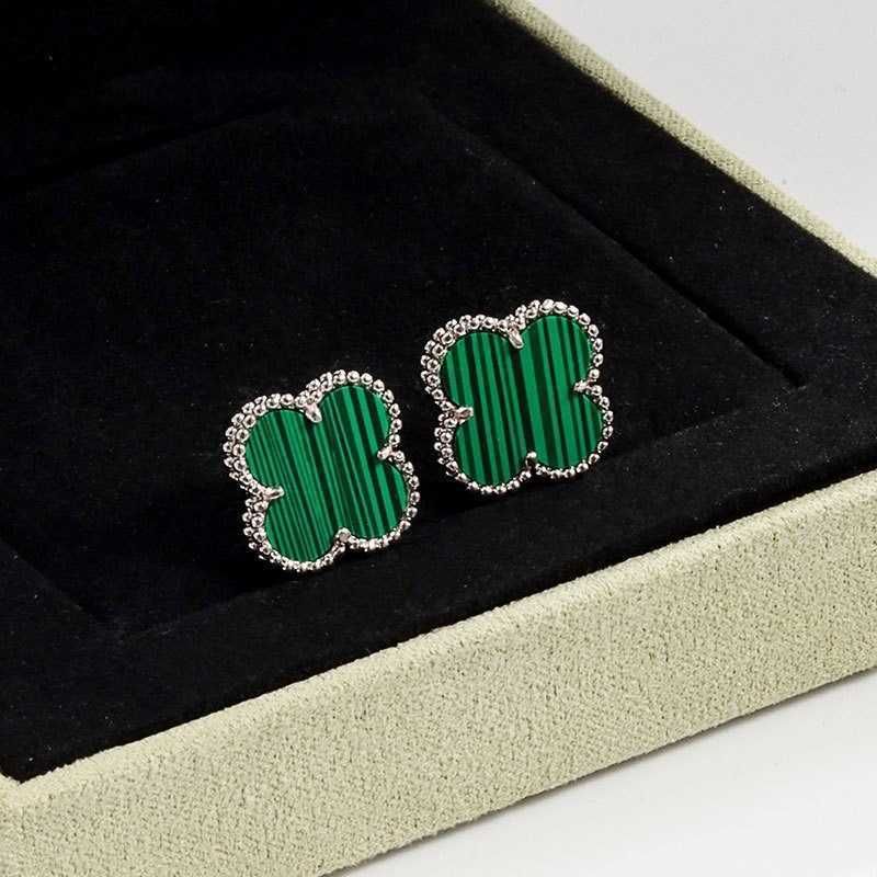 Boucles d'oreilles style malachite platine