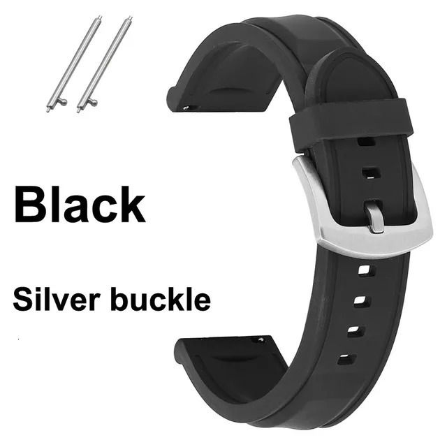 Black (Silber Buckle-18mm