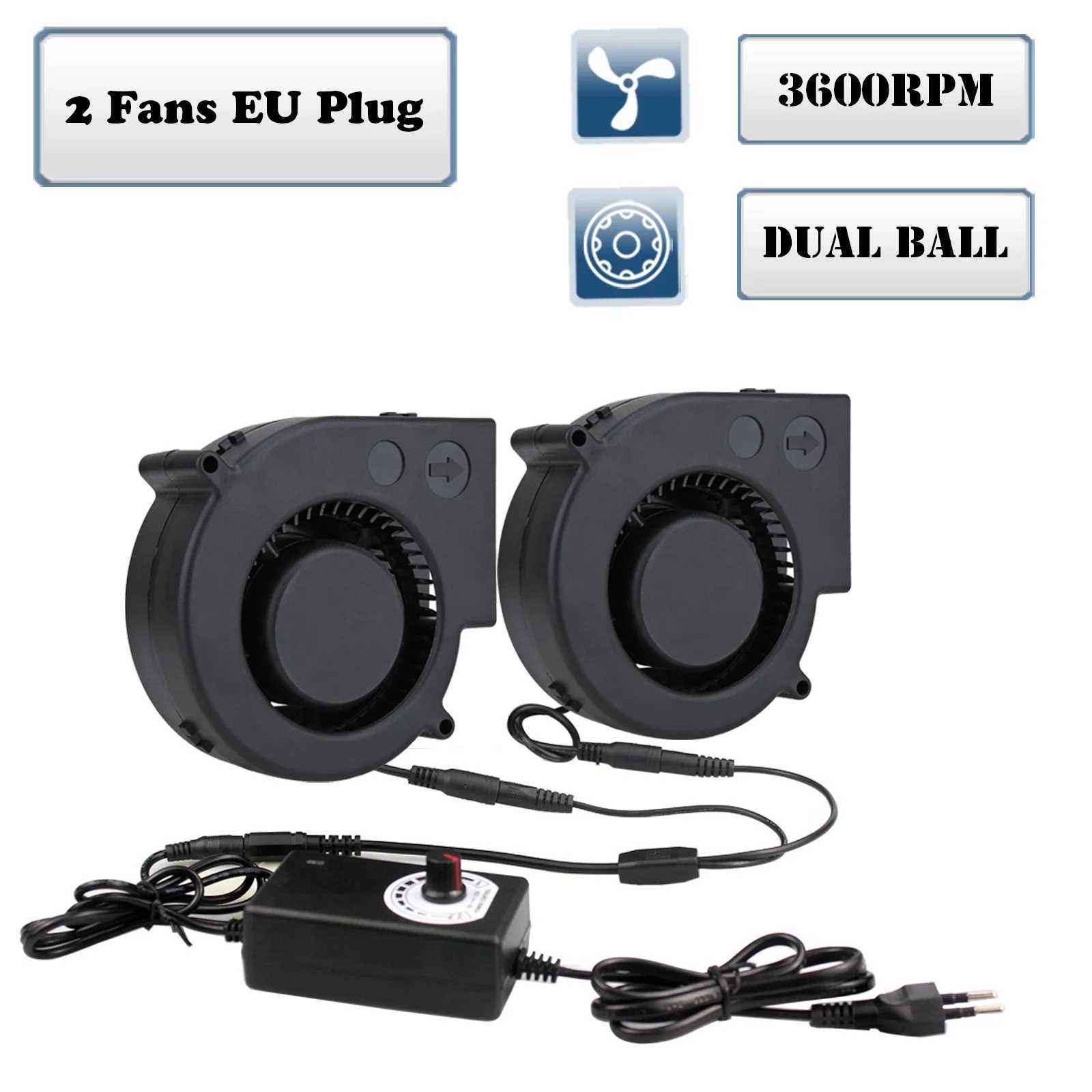 2 Fans with Eu Plug-Fixed Color-Black