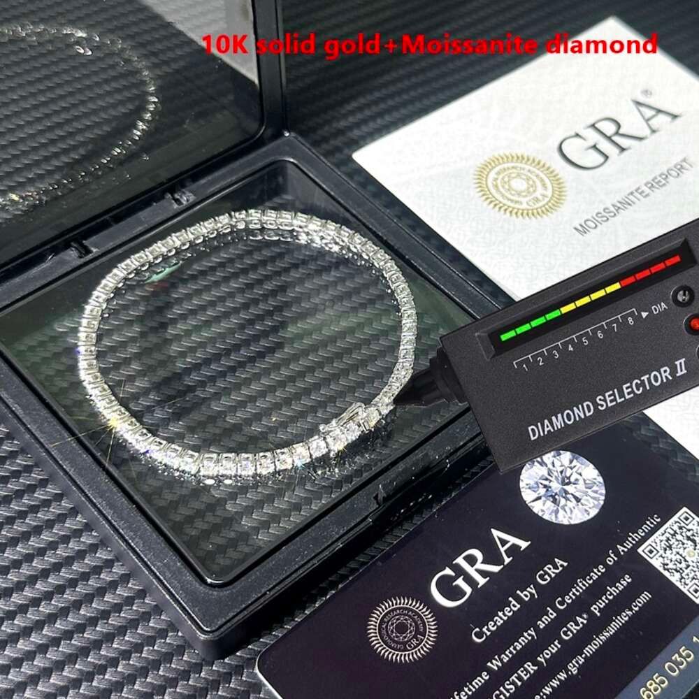 4 mm 10 Karat Weißgold + Moissanit – 8,5 Zoll