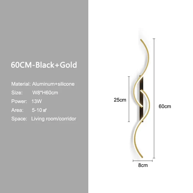 Bianco caldo B Oro Nero-60 cm