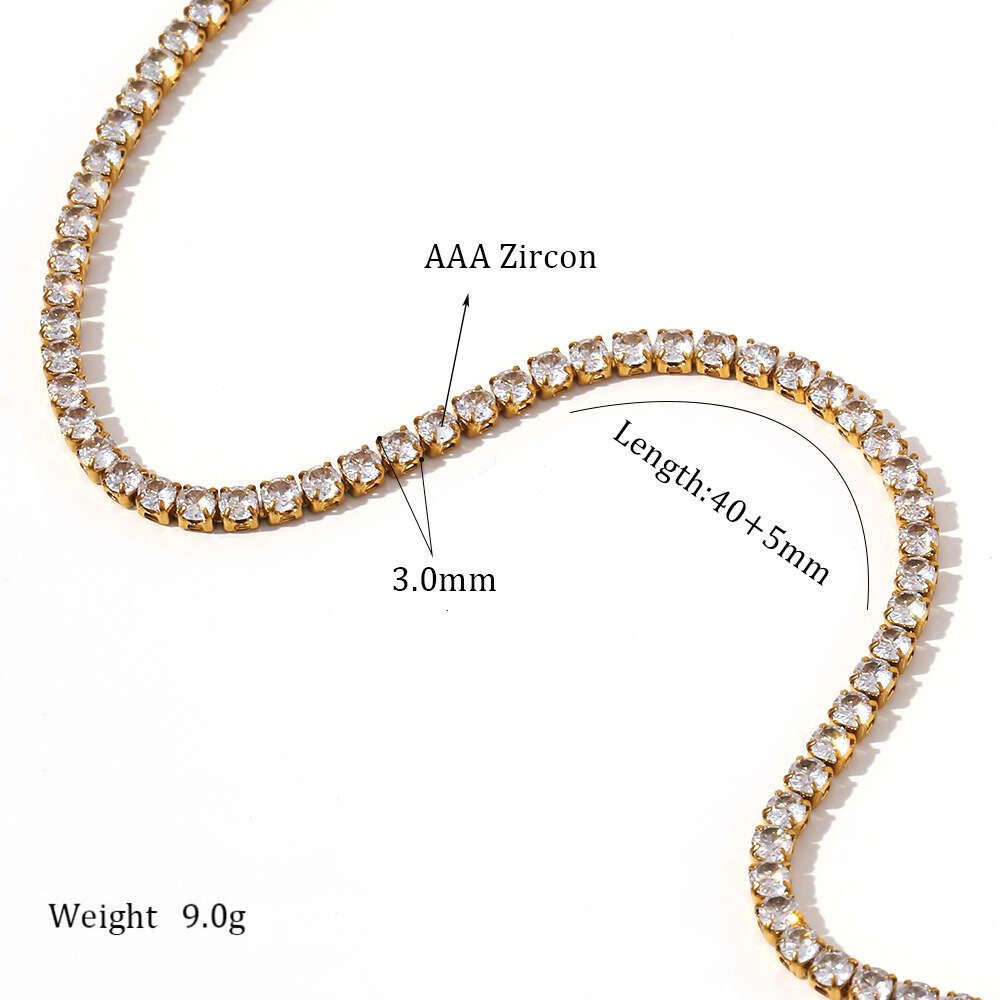 3mm-goud-Tennisketting-16+5 Inch