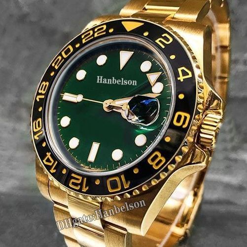 U1 gmt all gold green automatic