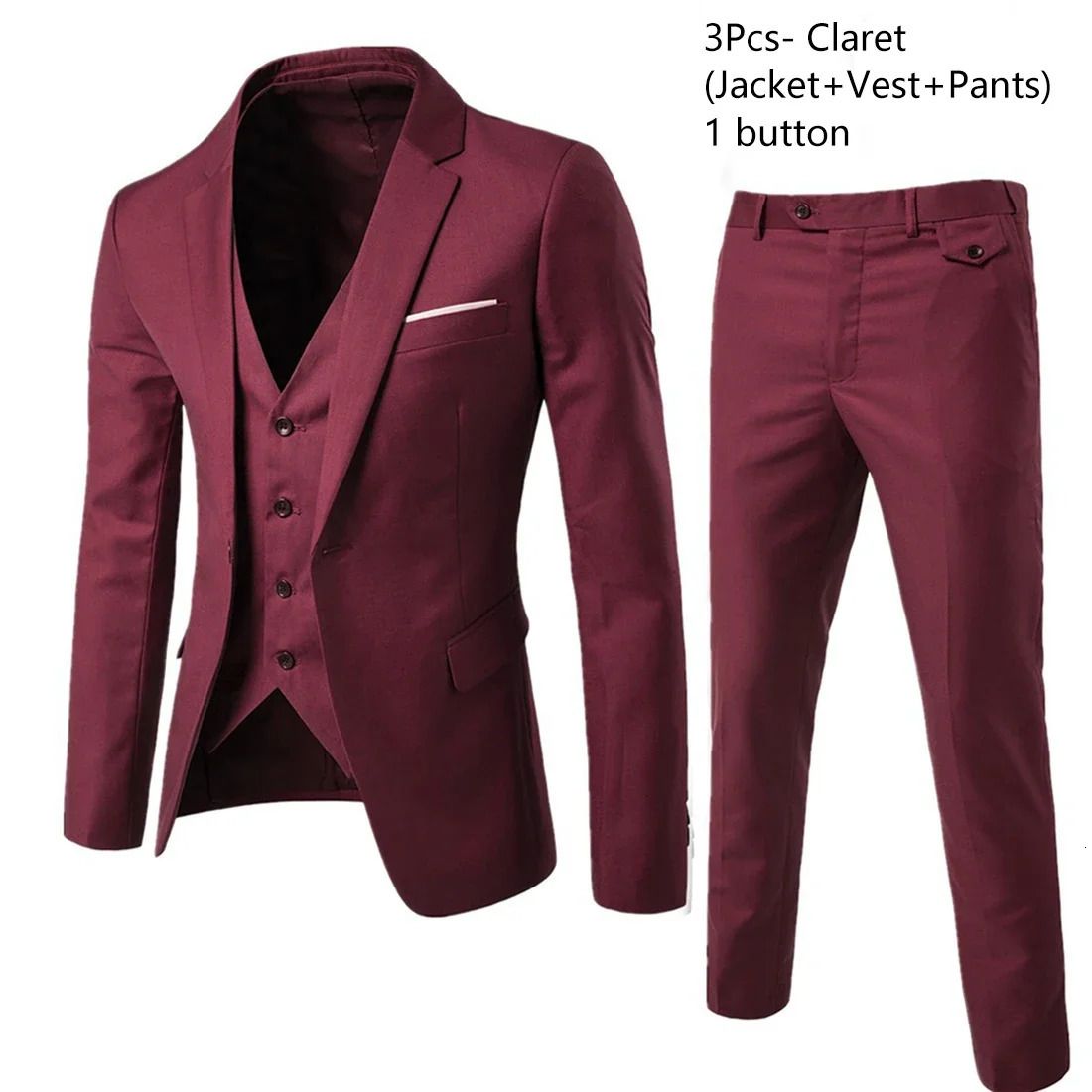 Claret 3-piece Suit