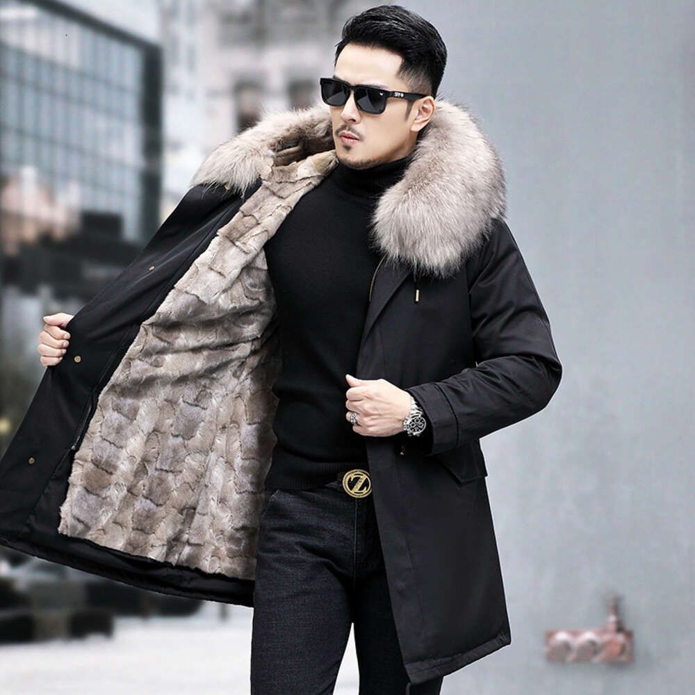 Short Style Black Shell+khaki Mink Fur