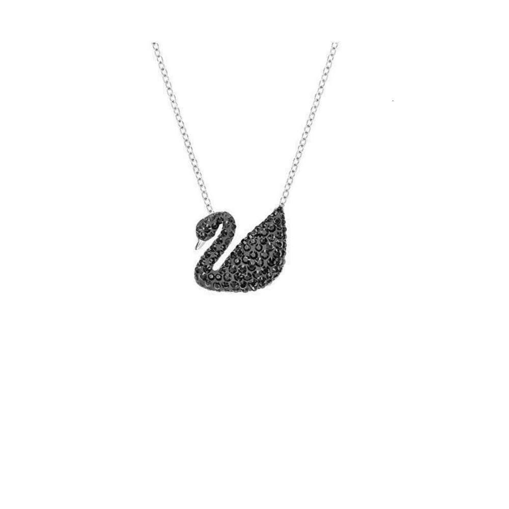 White Gold Black Swan Necklace (Large)