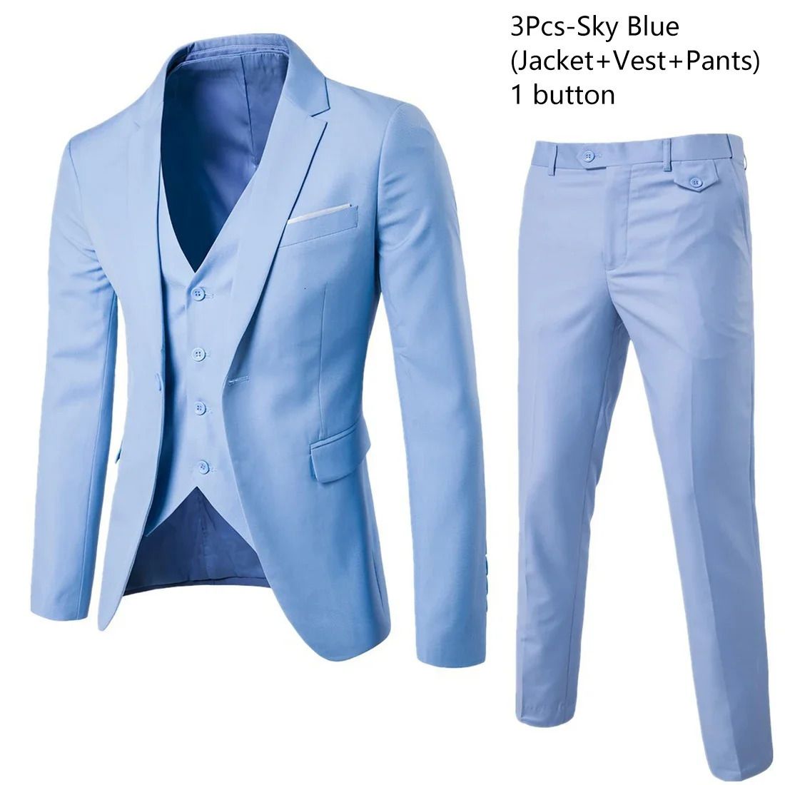 Sky Blue3-piece Suit