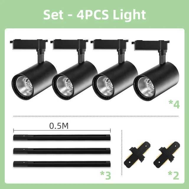 검은 색 4pcs 세트 -30W 차가운 흰색