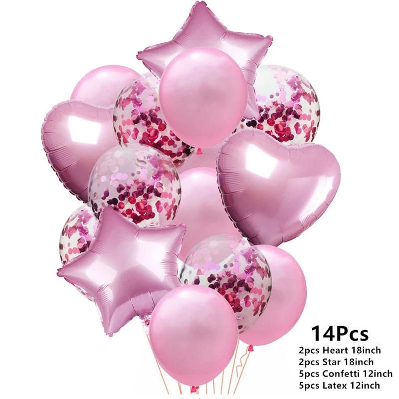 14pcs confete rosa