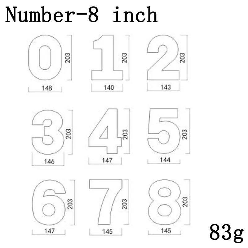 Numéro de 8 pouces