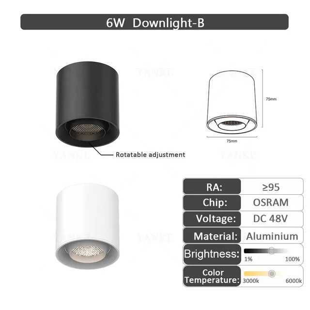 6w Downlight-b-Black-Controle Remoto