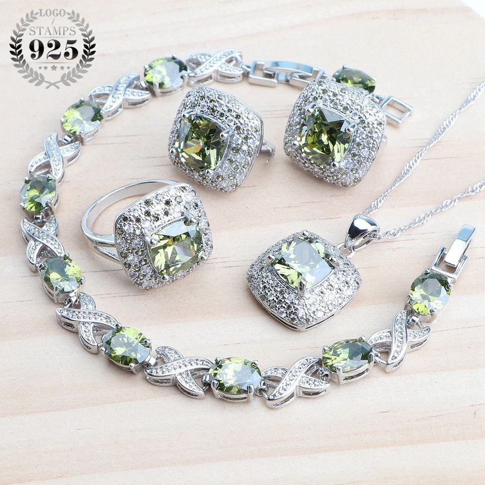 Gem Color:4PCS-OliveRing Size:8