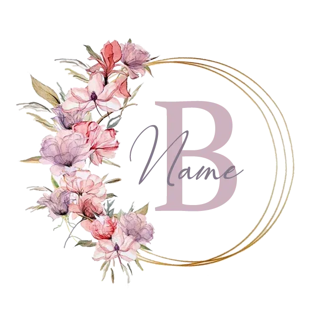 white box letter B with name