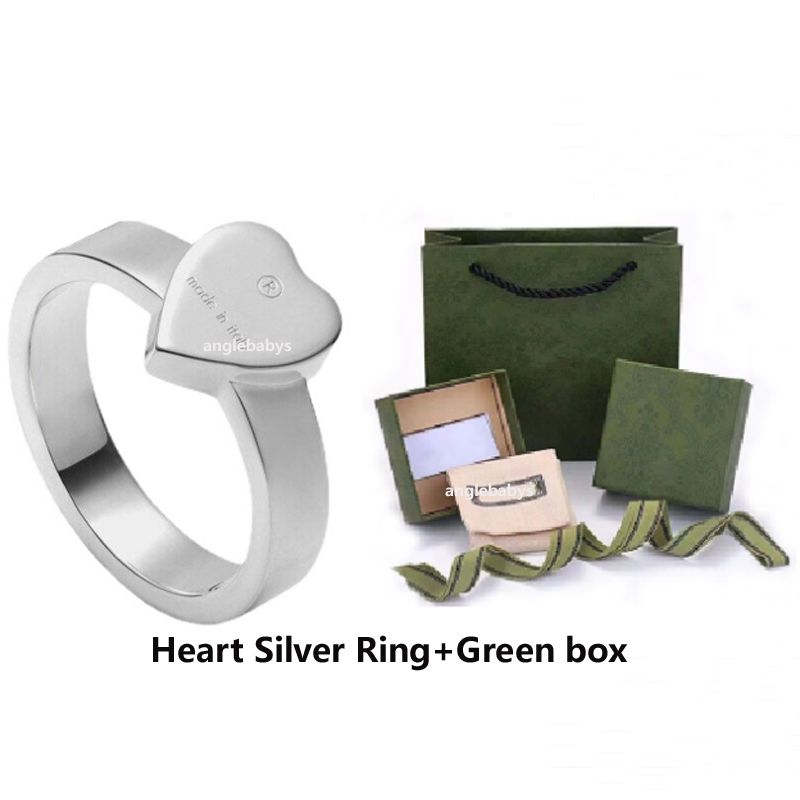 Heart Silver Ring+Green box