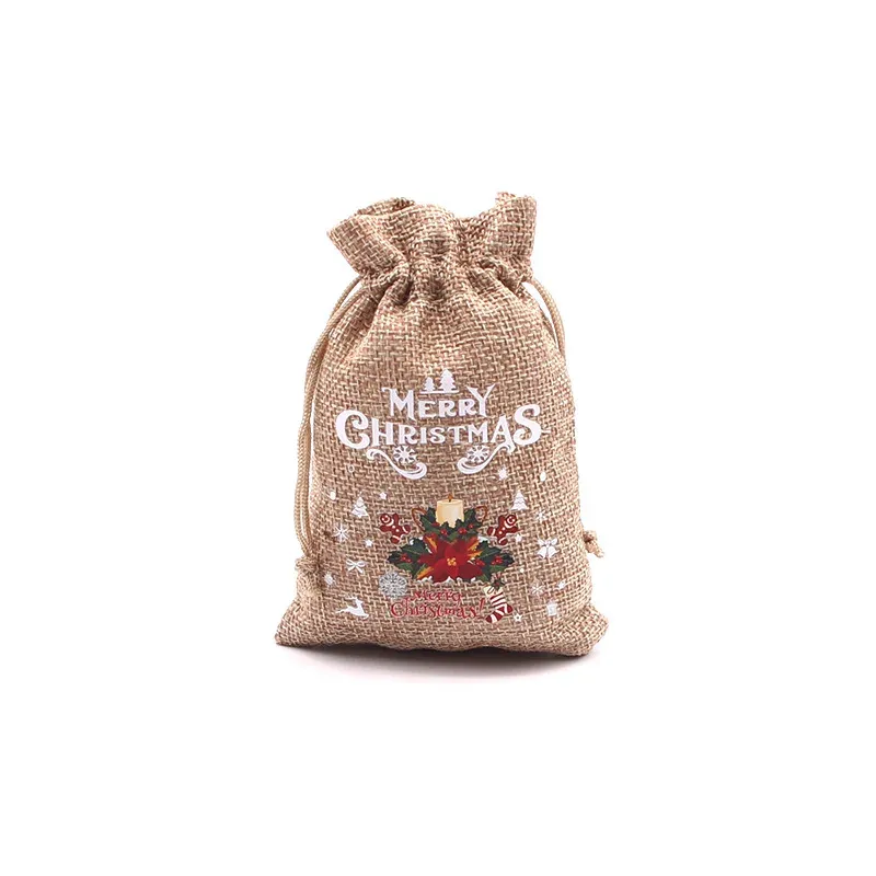 Christmas gift bag 10x14cm Linen cloth8