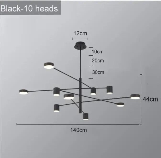 3Color Changeable Black 10 Heads L