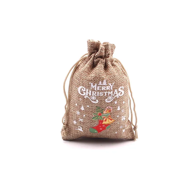 Christmas gift bag 10x14cm Linen cloth6