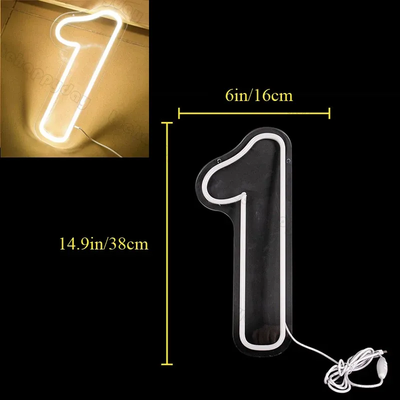 38cm yükseklik numarası neon ışığı 1