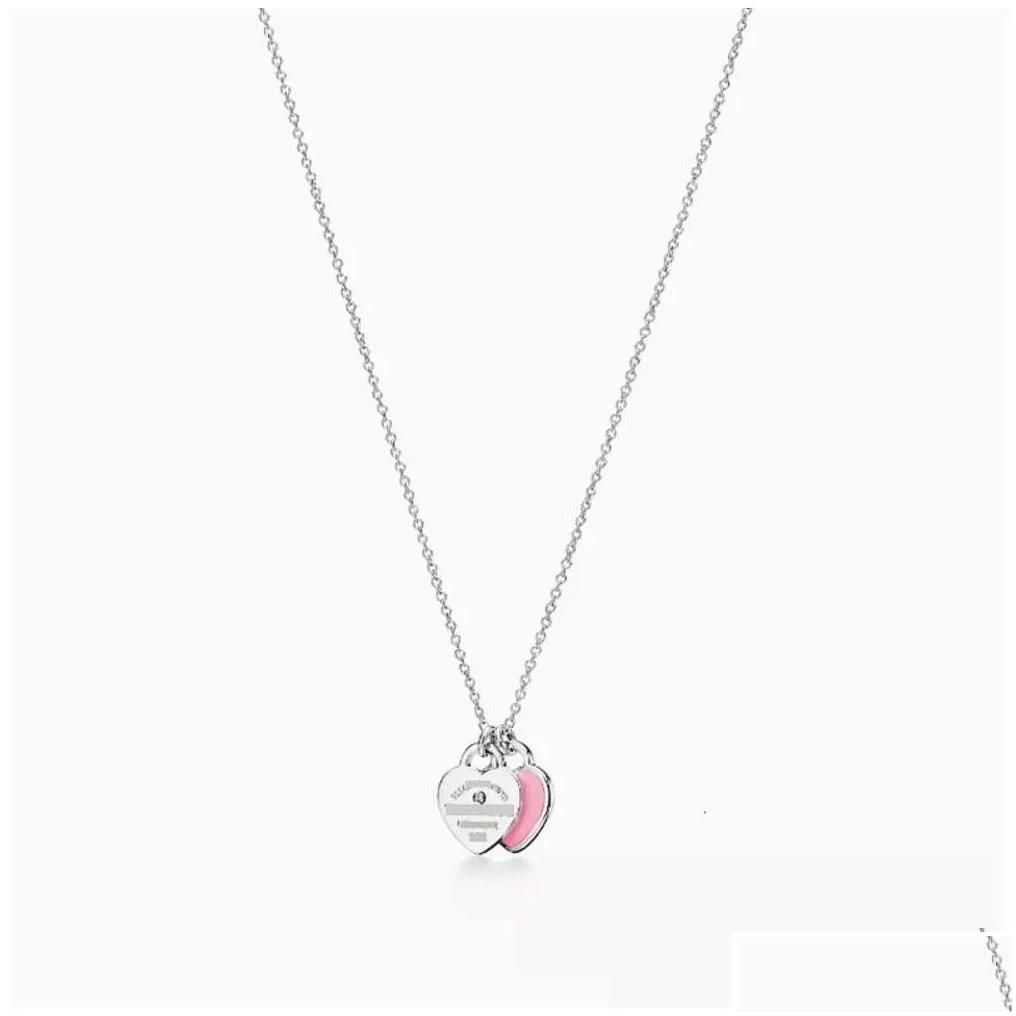 Roze dubbel hart diamant-925 zilver