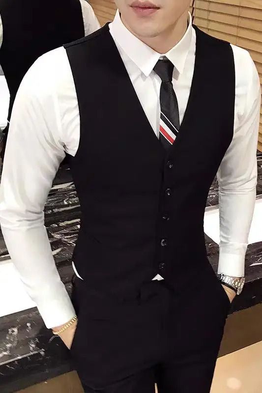 Black Suit Waistcoat