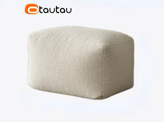Stool-beige White-Empty Pouf Cover