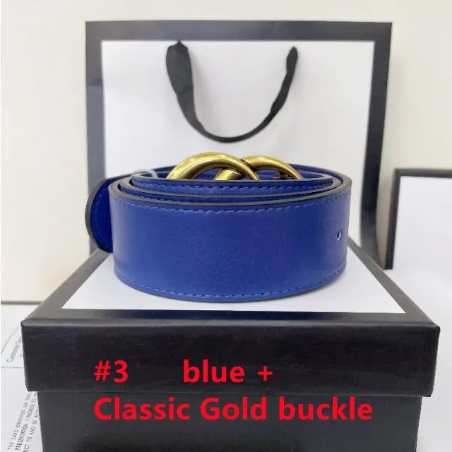 # 3 Blå (3.8cm) + klassisk guldspänne