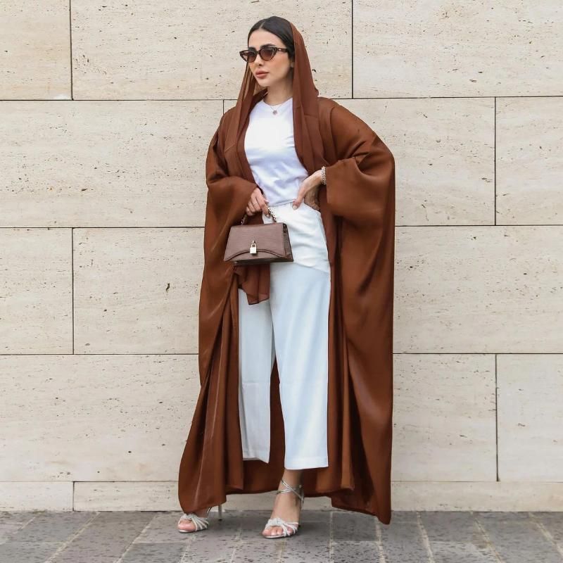 Abaya ouverte marron taille unique