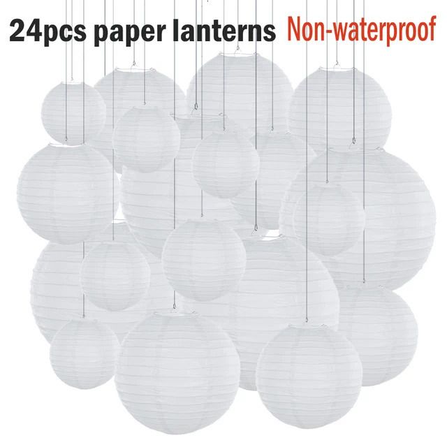 Lanterne en papier 24 pièces, tailles variées