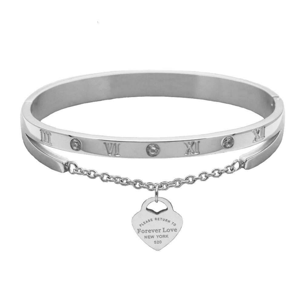 Roman Heart Hanging Bracelet Steel