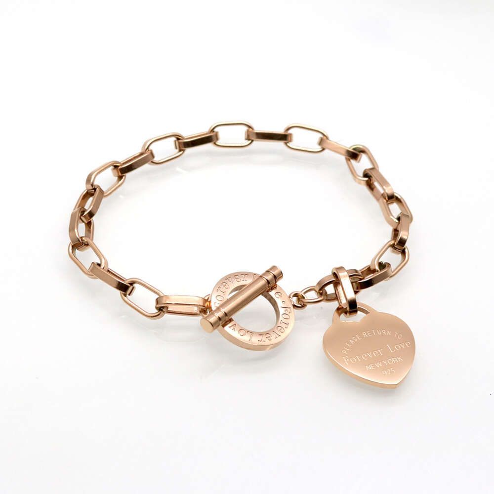 Square chain heart-shaped bracelet rose