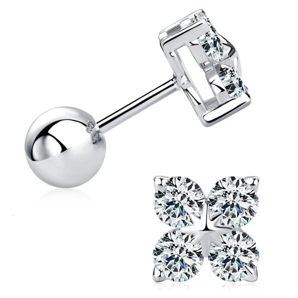 Or blanc 1 paire-0,4ct et 0,4ct