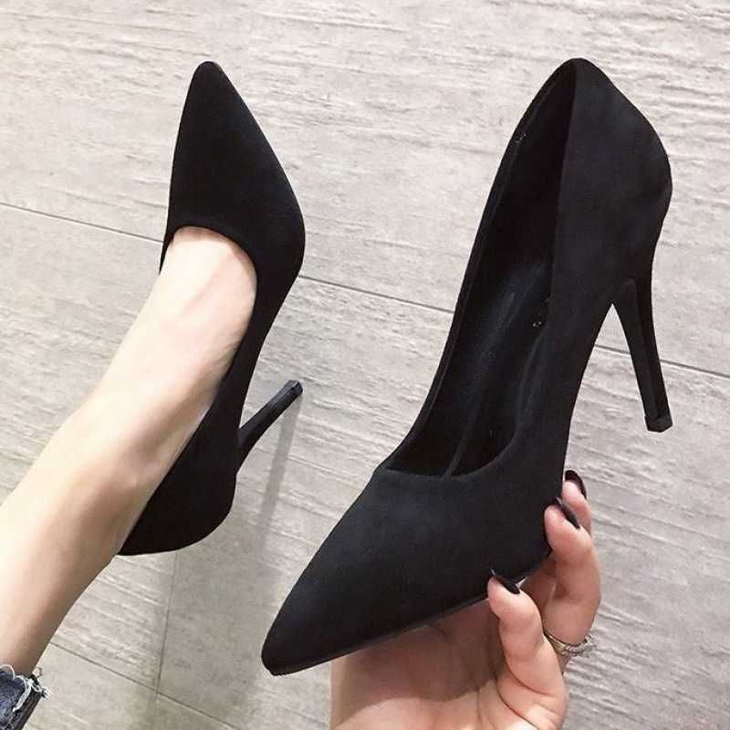 Black 9cm Thin Heel