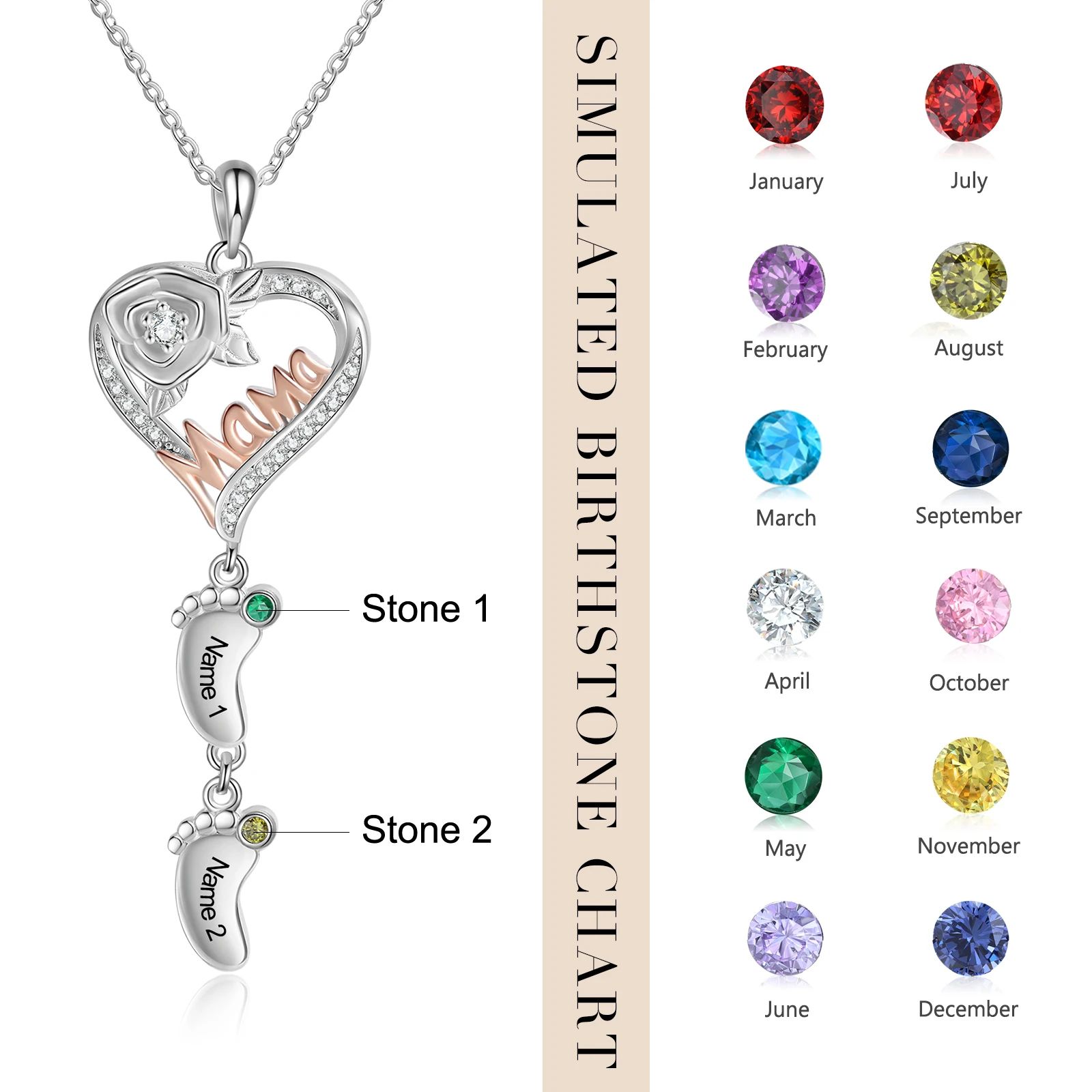 Metal Color:2 Names and 2 Stones