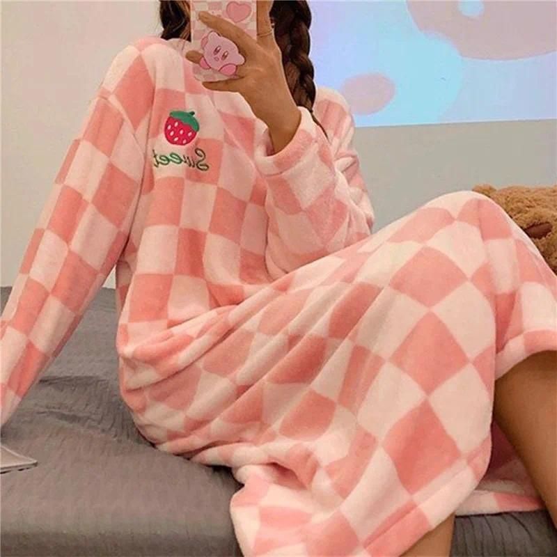 Robe à carreaux rose