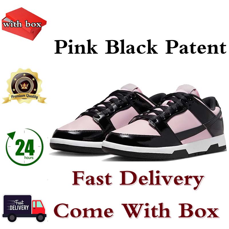#52 Różowy czarny patent