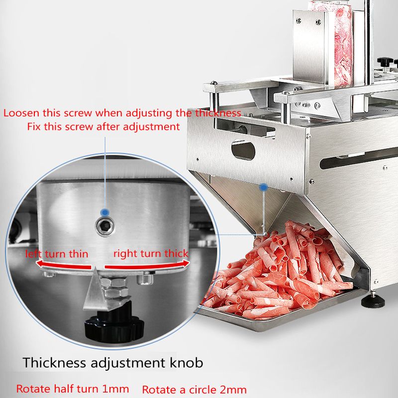 Description Picture 2 of itemHigh efficiency frozen pork belly meat slicer bacon cutter mutton hot pot beef roll cutting machine sausage cutting machine