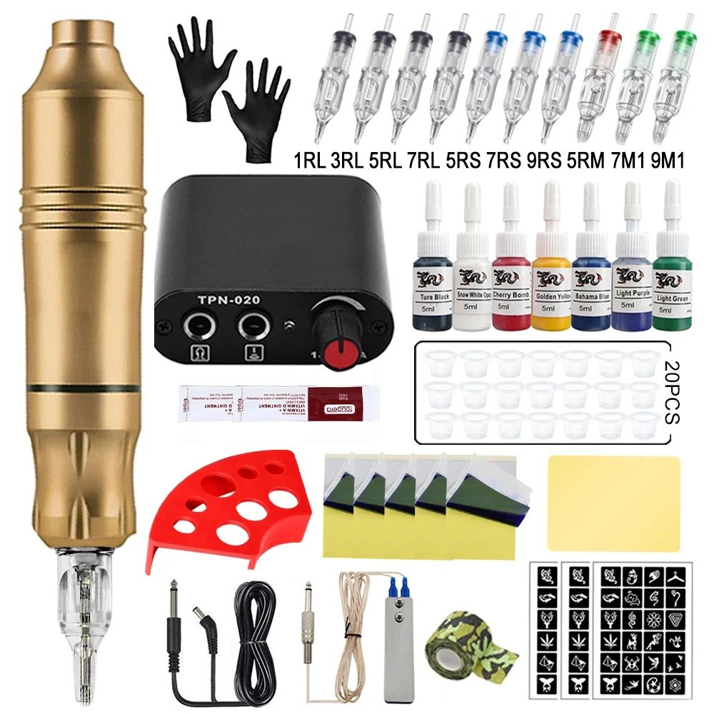 Cor: kit de tatuagem dourado