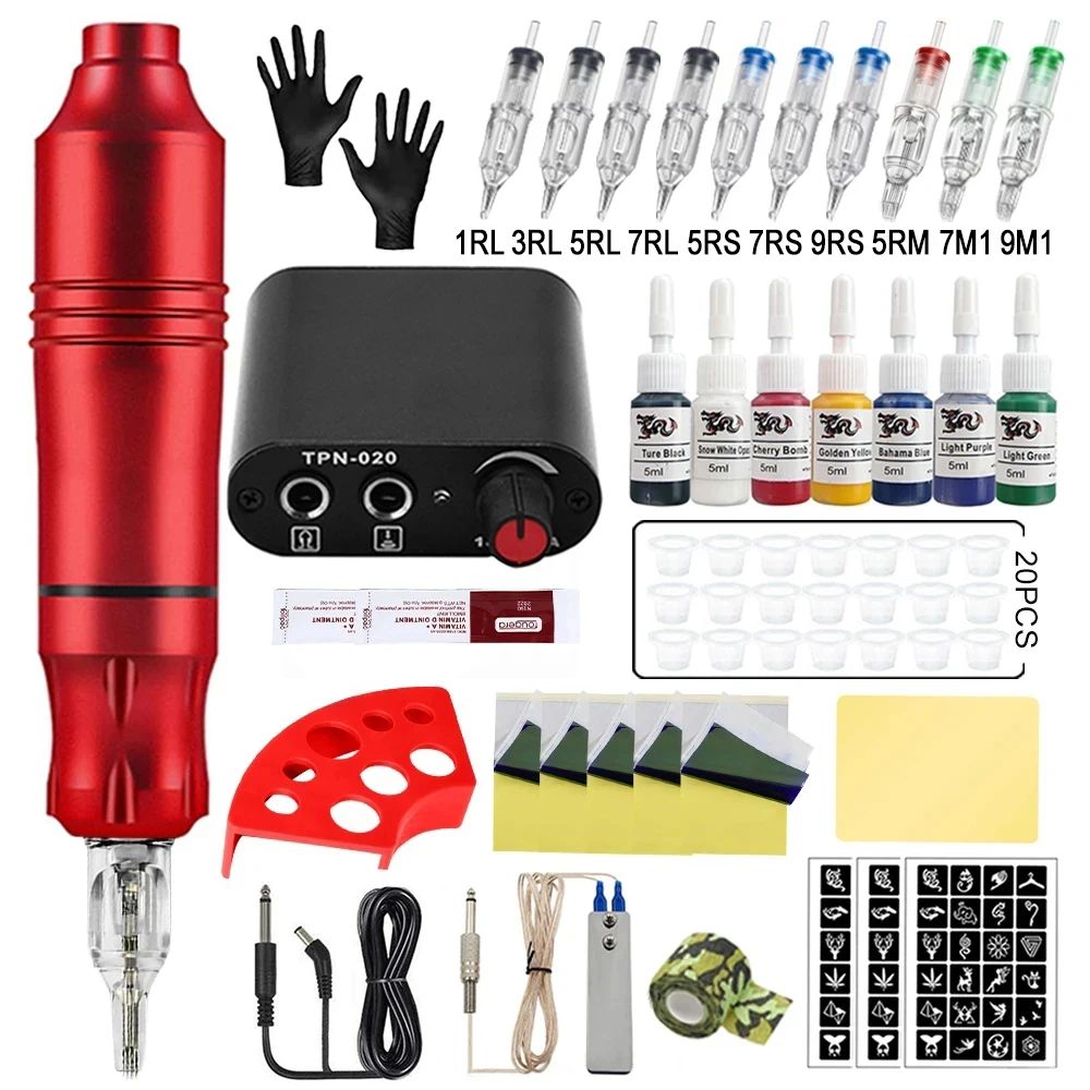 Cor: kit de tatuagem vermelho